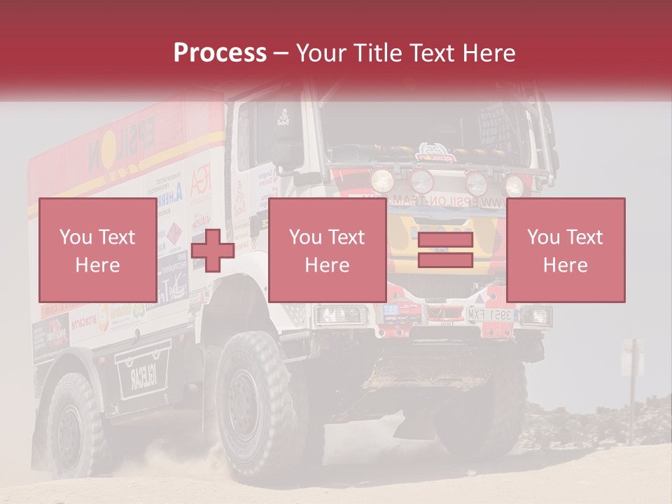 A Large Truck Driving Down A Sandy Road PowerPoint Template
