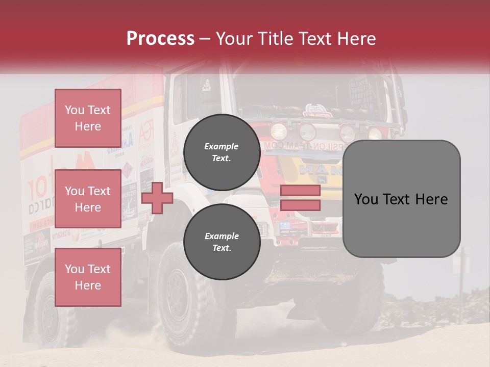 A Large Truck Driving Down A Sandy Road PowerPoint Template