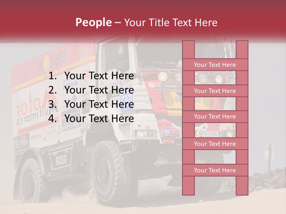 A Large Truck Driving Down A Sandy Road PowerPoint Template