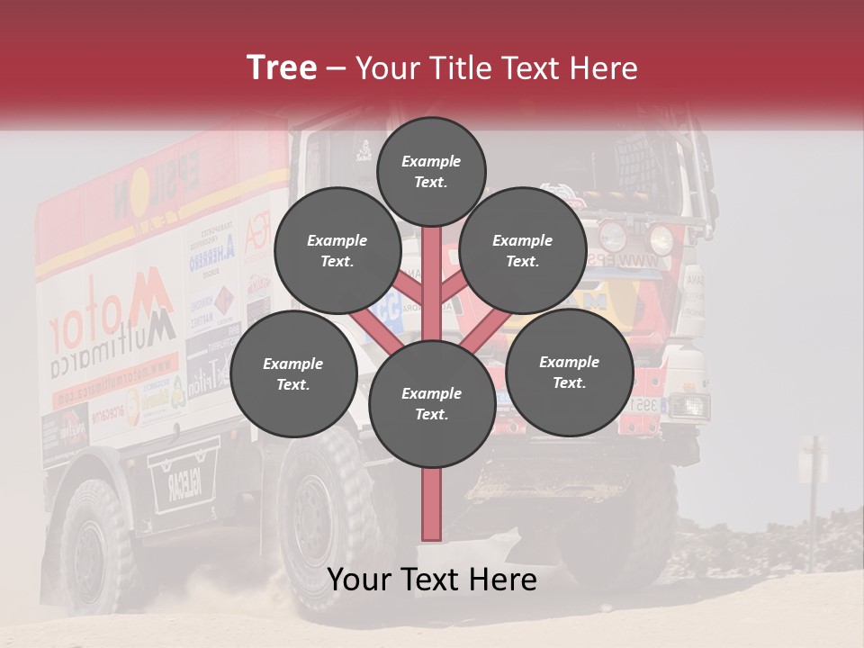 A Large Truck Driving Down A Sandy Road PowerPoint Template