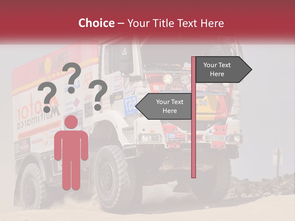 A Large Truck Driving Down A Sandy Road PowerPoint Template