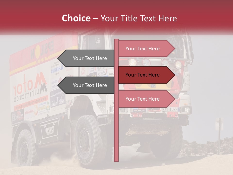 A Large Truck Driving Down A Sandy Road PowerPoint Template