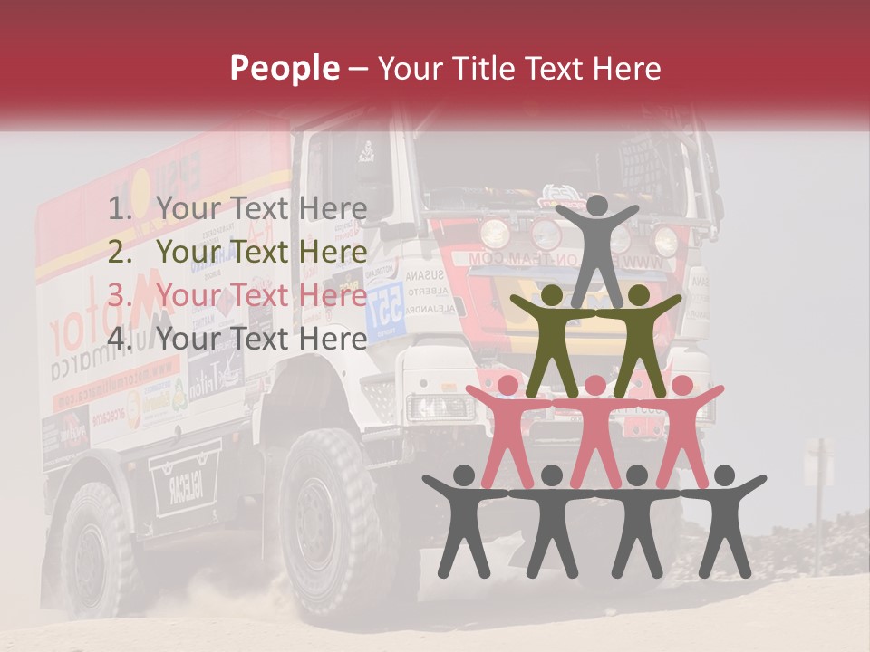 A Large Truck Driving Down A Sandy Road PowerPoint Template