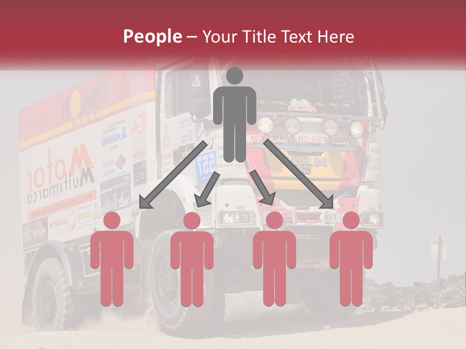 A Large Truck Driving Down A Sandy Road PowerPoint Template