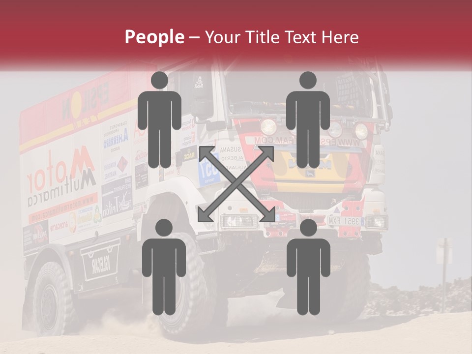 A Large Truck Driving Down A Sandy Road PowerPoint Template