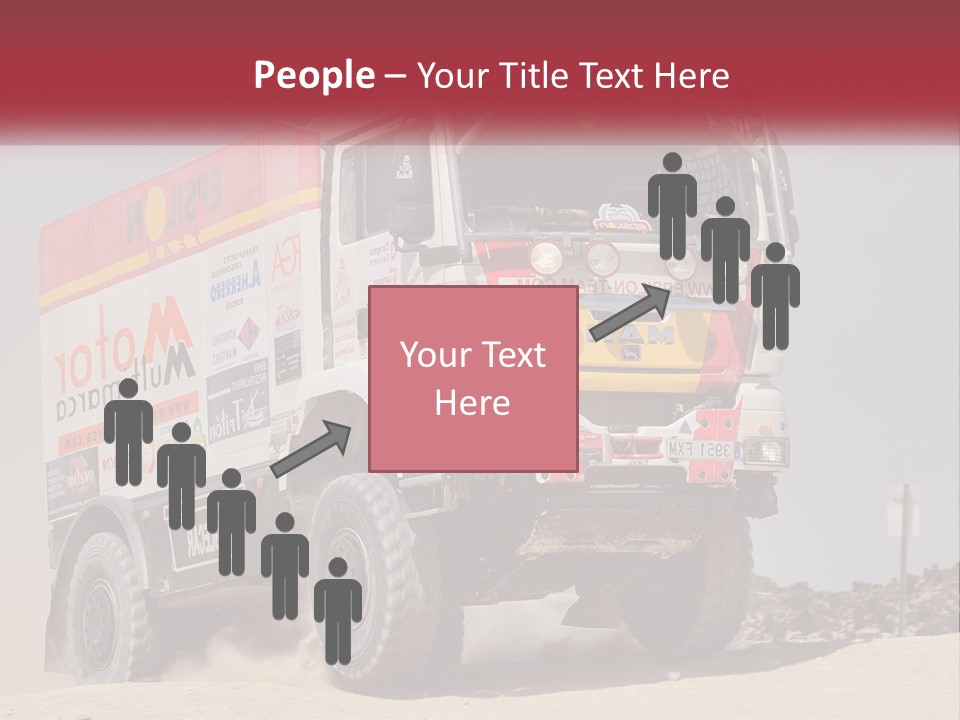 A Large Truck Driving Down A Sandy Road PowerPoint Template