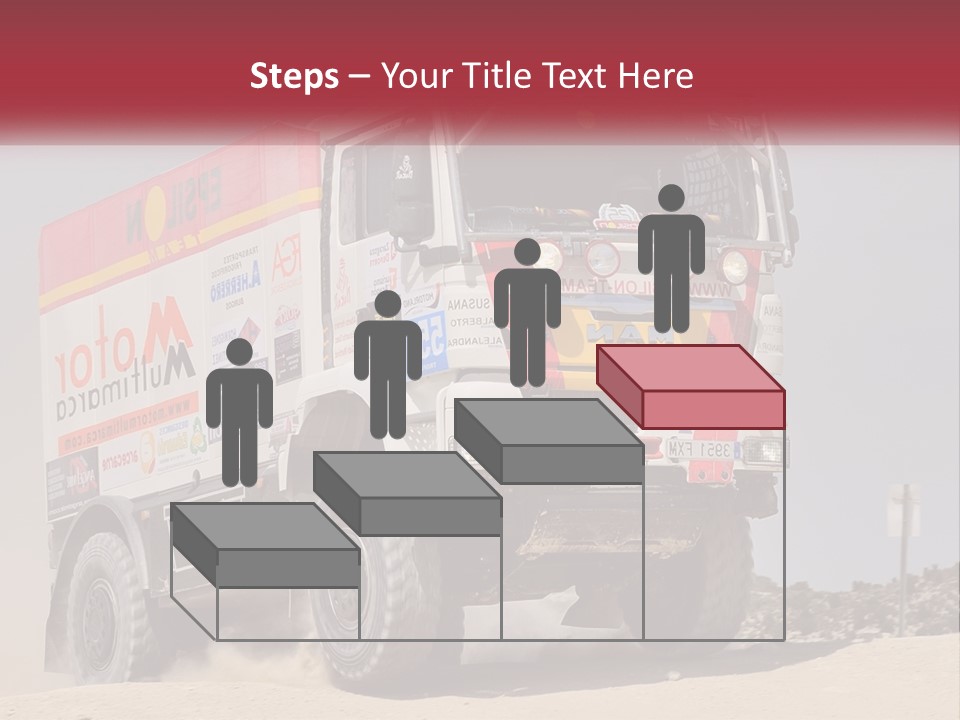 A Large Truck Driving Down A Sandy Road PowerPoint Template