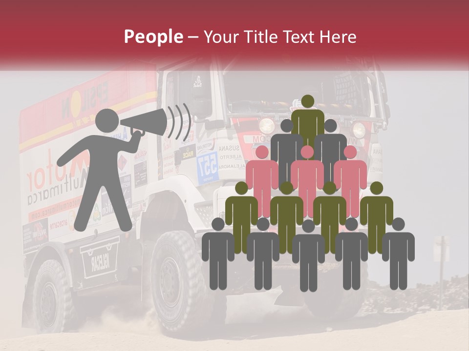 A Large Truck Driving Down A Sandy Road PowerPoint Template