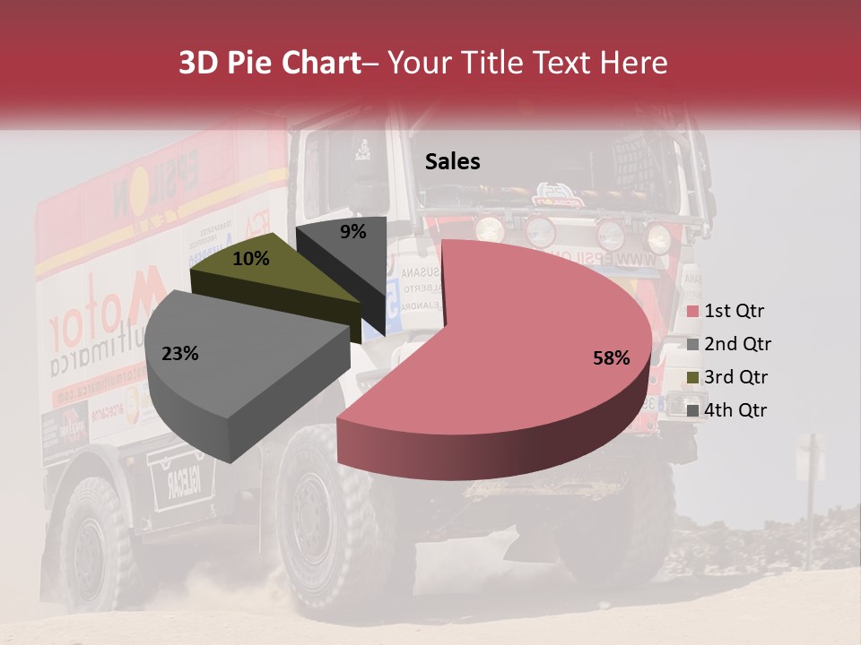 A Large Truck Driving Down A Sandy Road PowerPoint Template