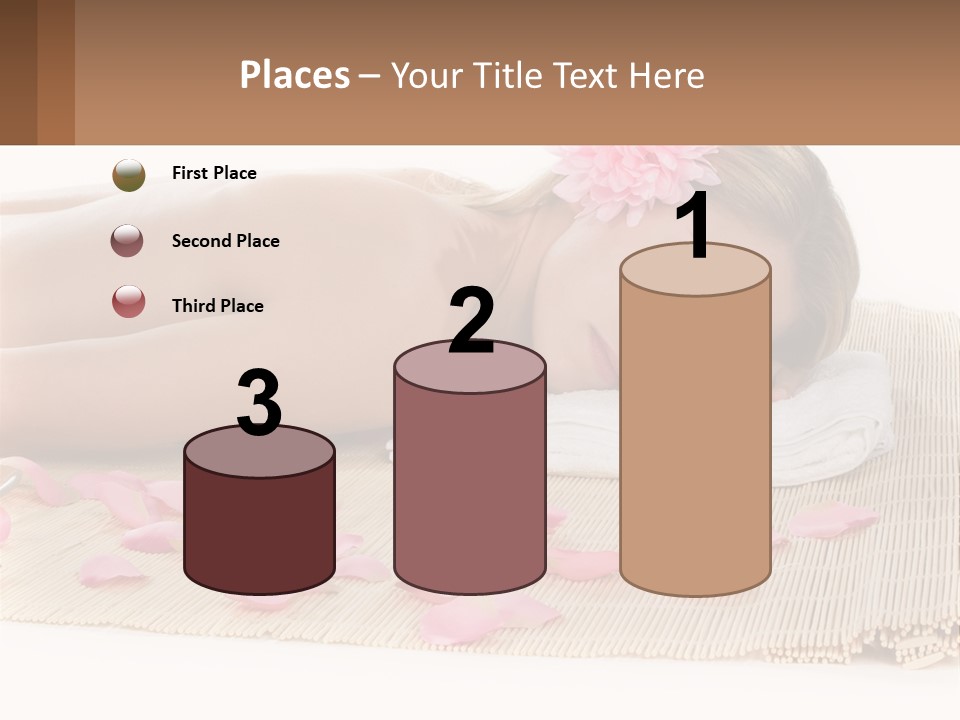 A Woman Laying On Top Of A Towel Next To Pink Petals PowerPoint Template