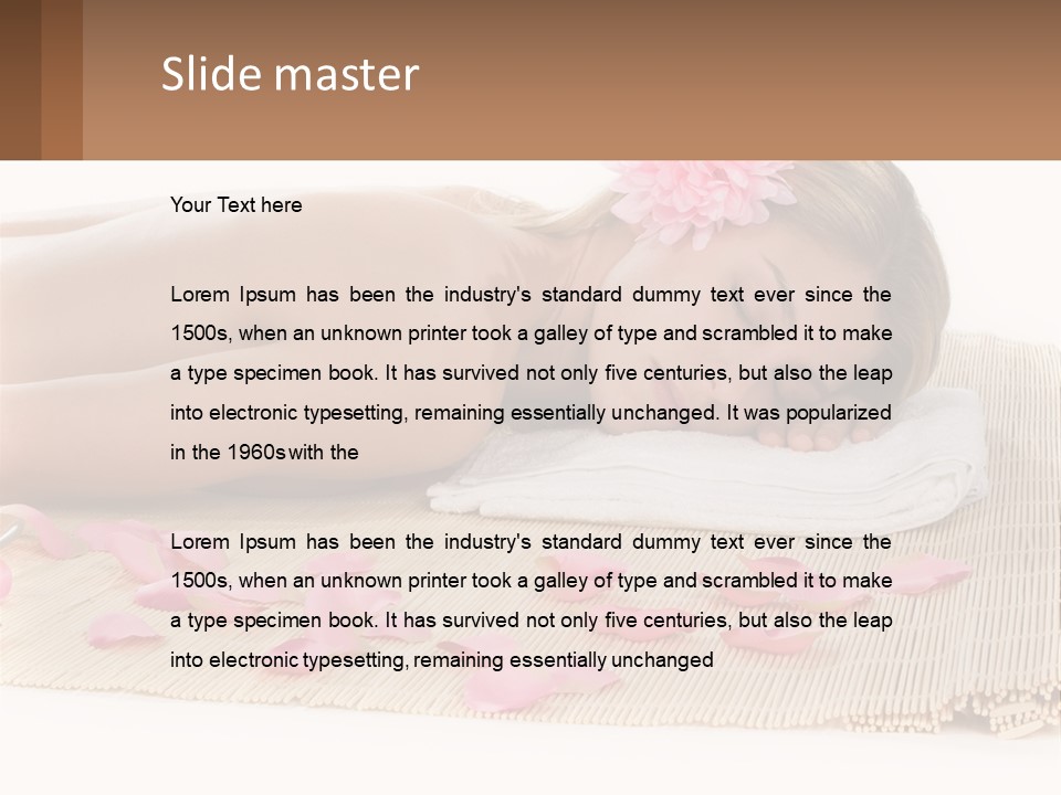A Woman Laying On Top Of A Towel Next To Pink Petals PowerPoint Template