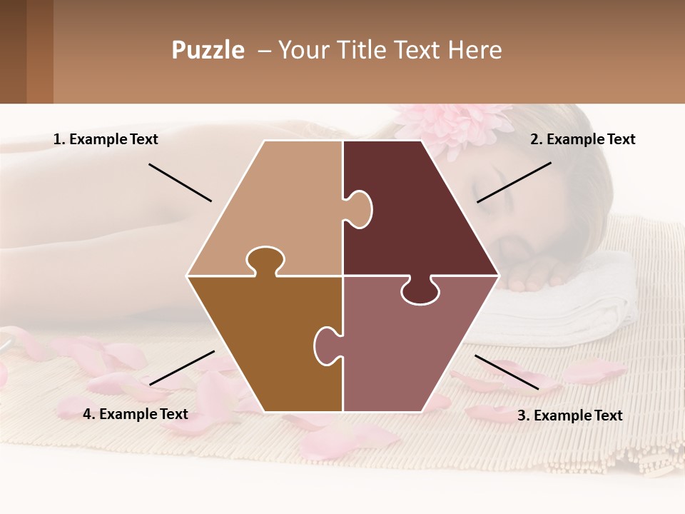 A Woman Laying On Top Of A Towel Next To Pink Petals PowerPoint Template