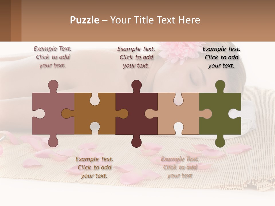 A Woman Laying On Top Of A Towel Next To Pink Petals PowerPoint Template