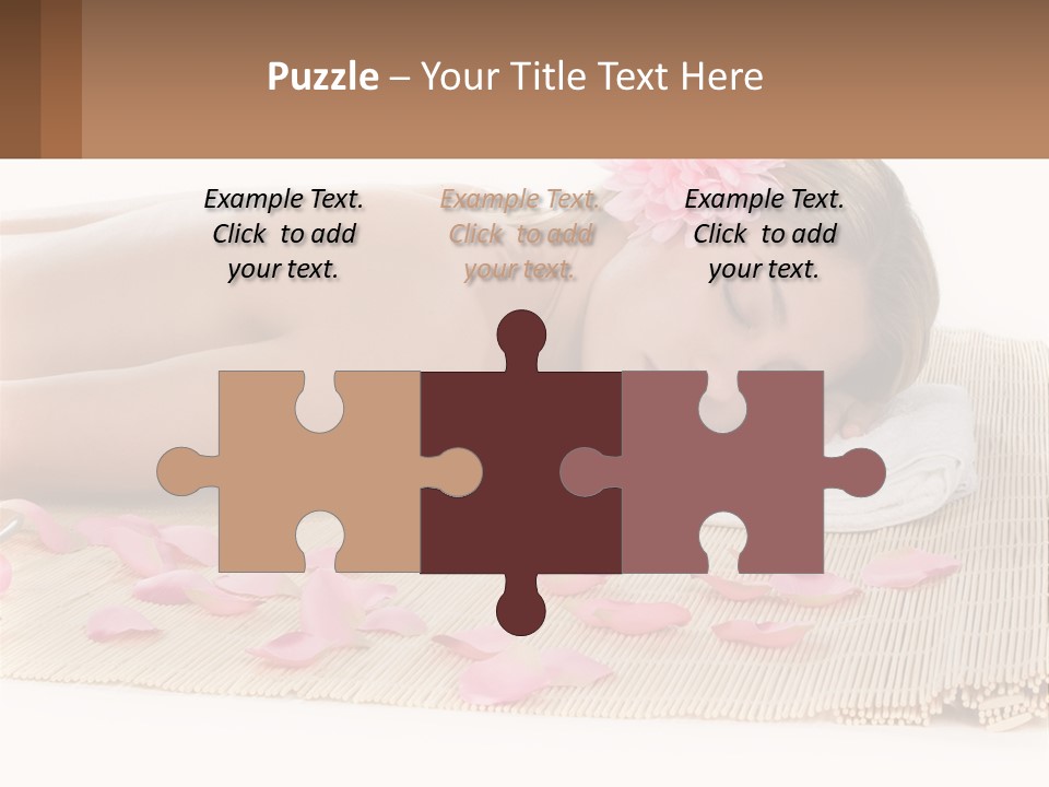 A Woman Laying On Top Of A Towel Next To Pink Petals PowerPoint Template