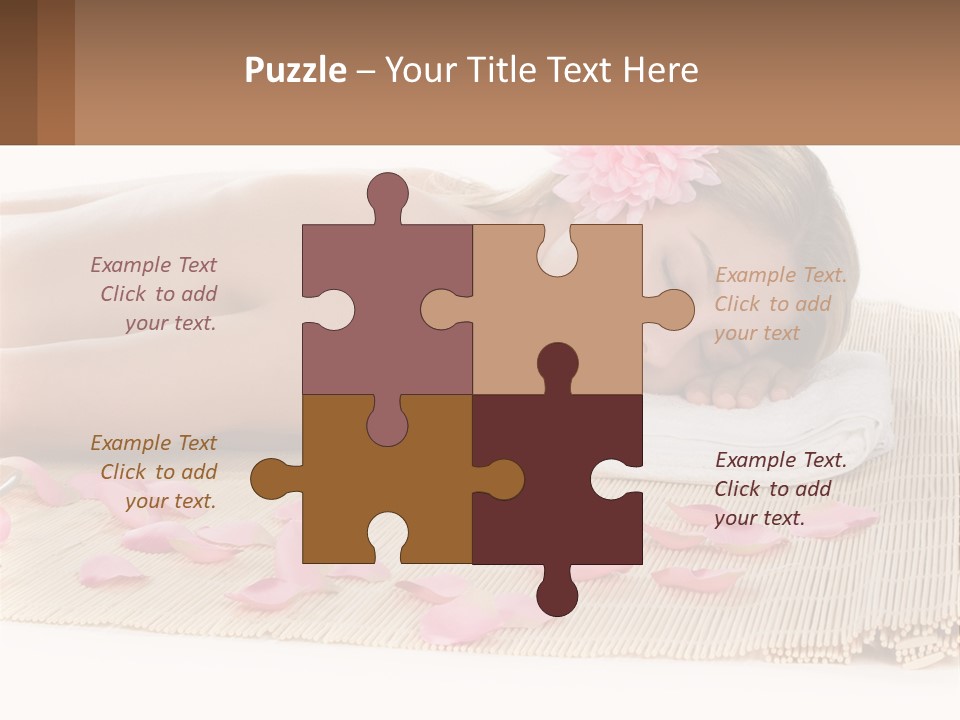 A Woman Laying On Top Of A Towel Next To Pink Petals PowerPoint Template