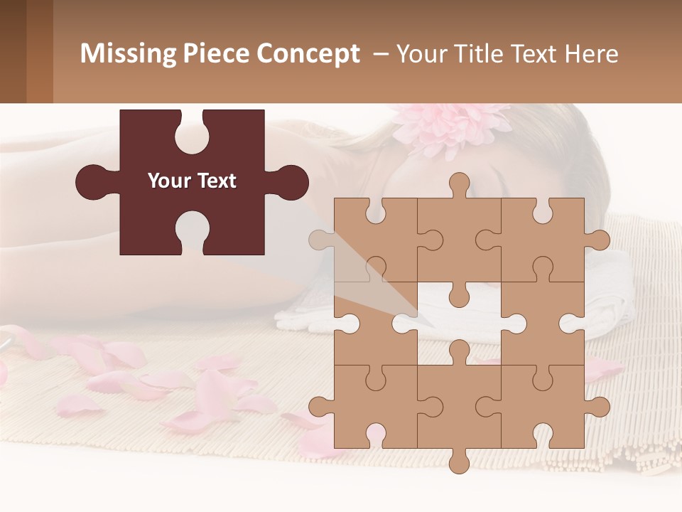 A Woman Laying On Top Of A Towel Next To Pink Petals PowerPoint Template