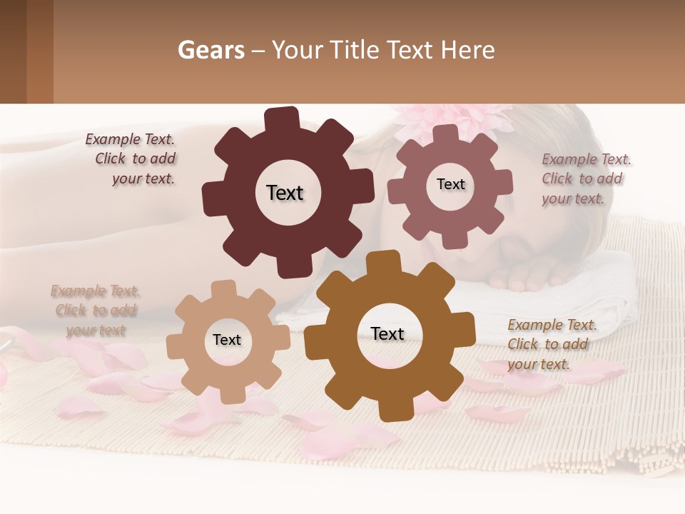 A Woman Laying On Top Of A Towel Next To Pink Petals PowerPoint Template