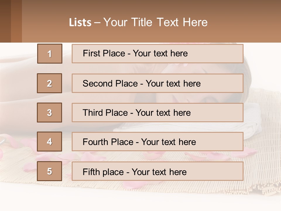 A Woman Laying On Top Of A Towel Next To Pink Petals PowerPoint Template