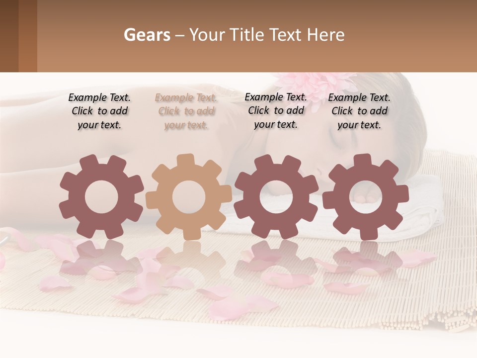 A Woman Laying On Top Of A Towel Next To Pink Petals PowerPoint Template