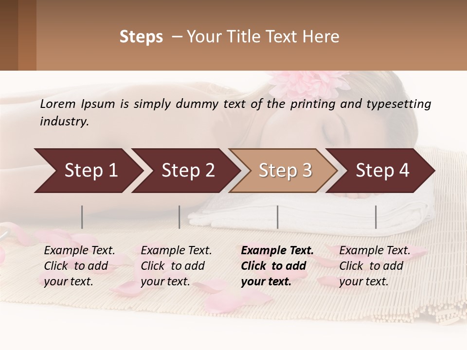 A Woman Laying On Top Of A Towel Next To Pink Petals PowerPoint Template