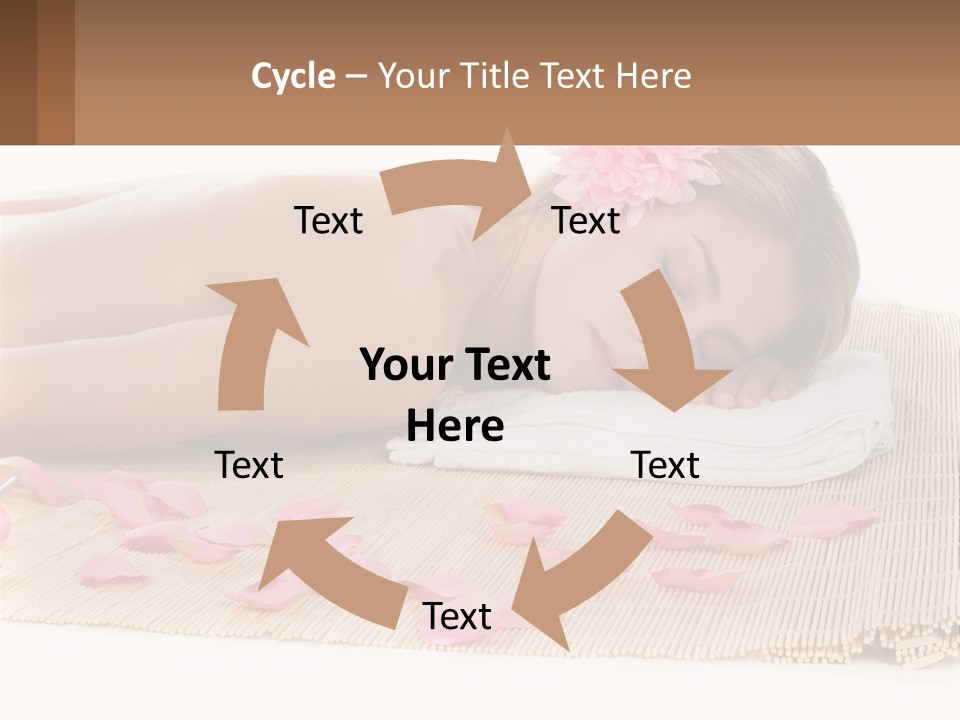 A Woman Laying On Top Of A Towel Next To Pink Petals PowerPoint Template
