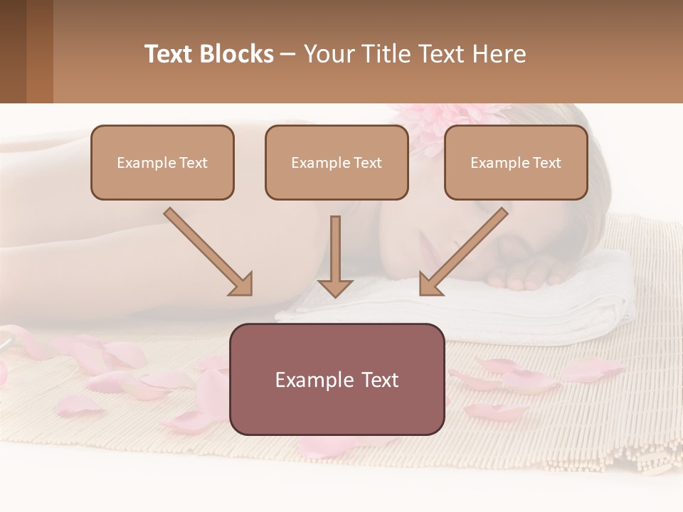 A Woman Laying On Top Of A Towel Next To Pink Petals PowerPoint Template