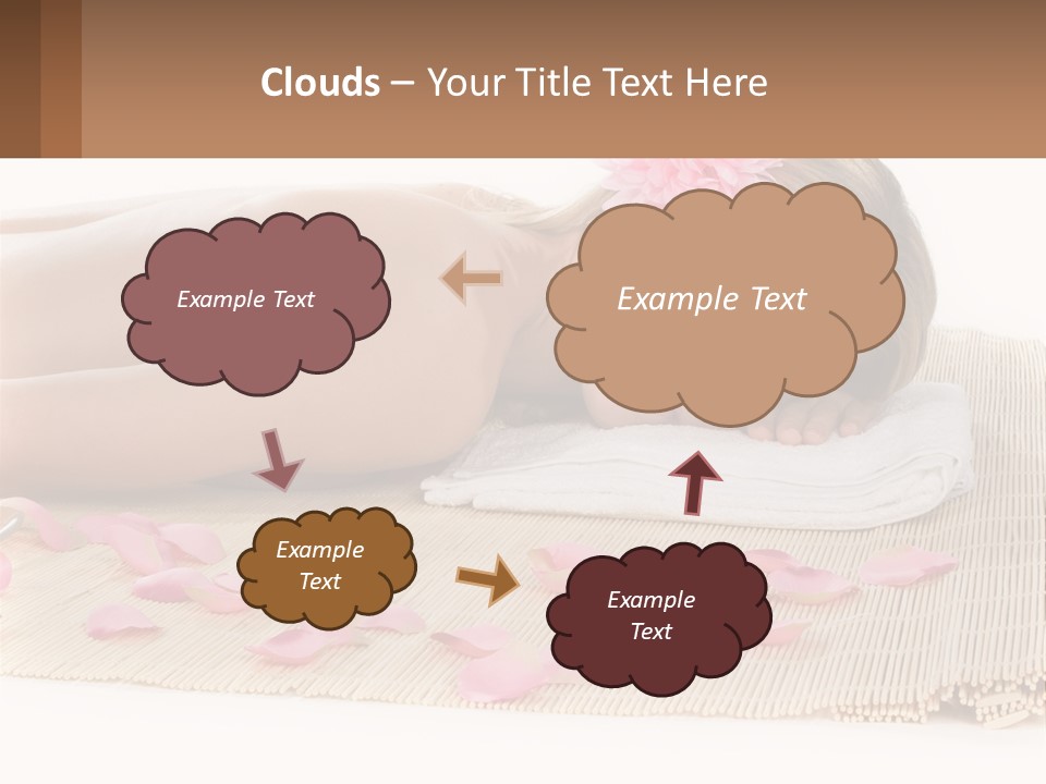 A Woman Laying On Top Of A Towel Next To Pink Petals PowerPoint Template