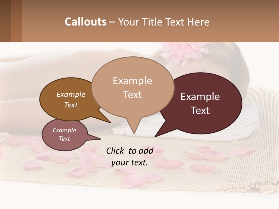 A Woman Laying On Top Of A Towel Next To Pink Petals PowerPoint Template