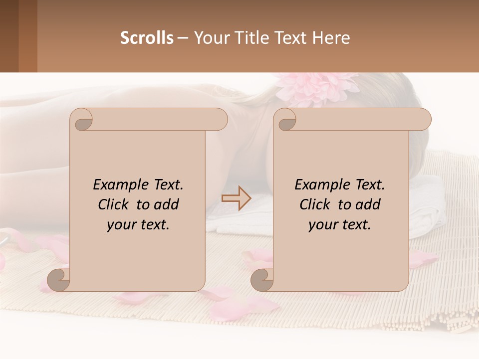 A Woman Laying On Top Of A Towel Next To Pink Petals PowerPoint Template