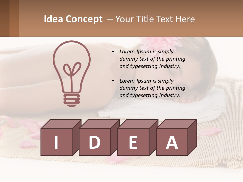 A Woman Laying On Top Of A Towel Next To Pink Petals PowerPoint Template