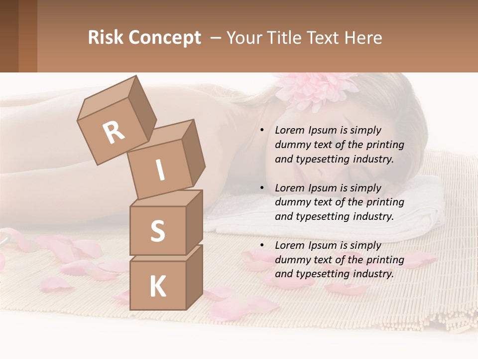 A Woman Laying On Top Of A Towel Next To Pink Petals PowerPoint Template