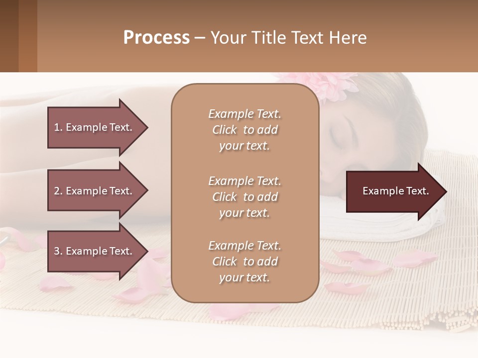 A Woman Laying On Top Of A Towel Next To Pink Petals PowerPoint Template