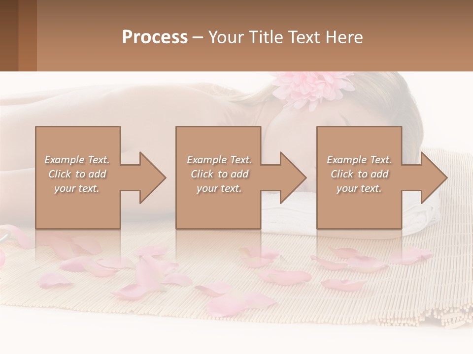A Woman Laying On Top Of A Towel Next To Pink Petals PowerPoint Template