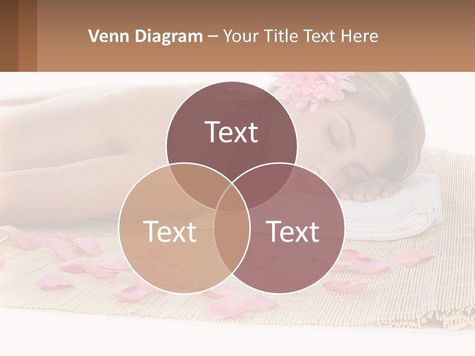 A Woman Laying On Top Of A Towel Next To Pink Petals PowerPoint Template