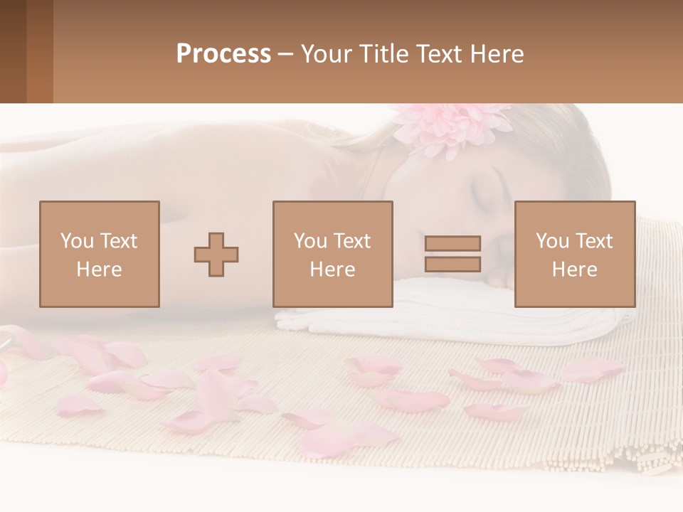 A Woman Laying On Top Of A Towel Next To Pink Petals PowerPoint Template
