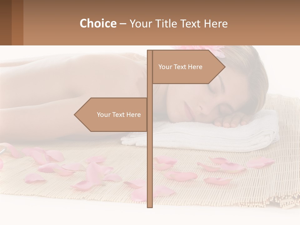 A Woman Laying On Top Of A Towel Next To Pink Petals PowerPoint Template