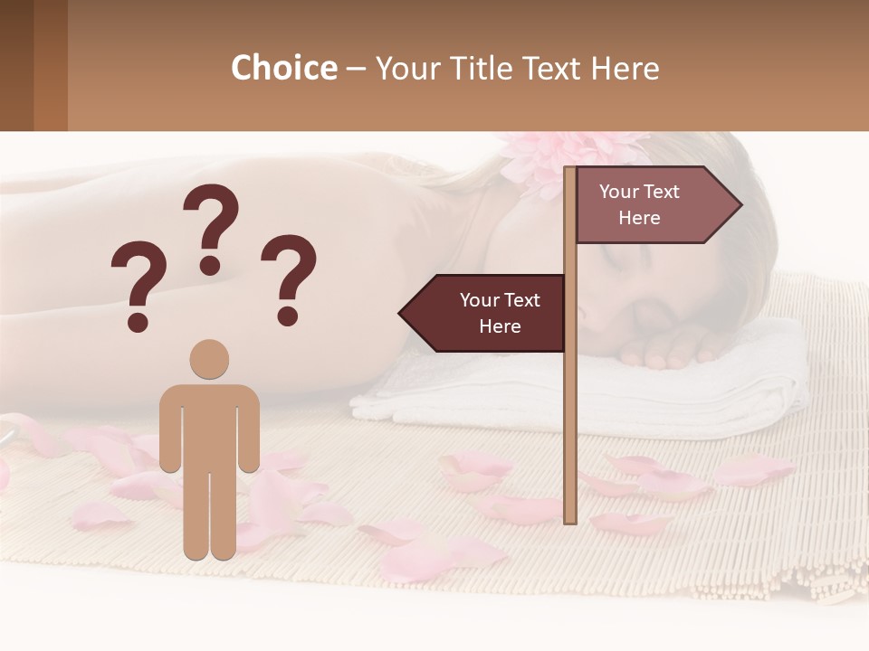 A Woman Laying On Top Of A Towel Next To Pink Petals PowerPoint Template