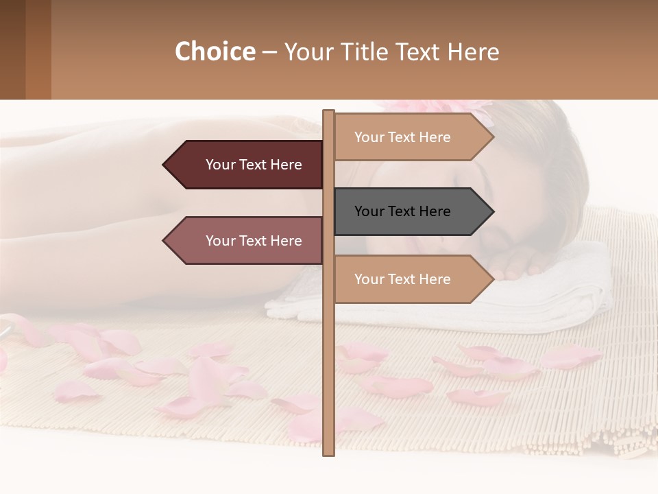A Woman Laying On Top Of A Towel Next To Pink Petals PowerPoint Template