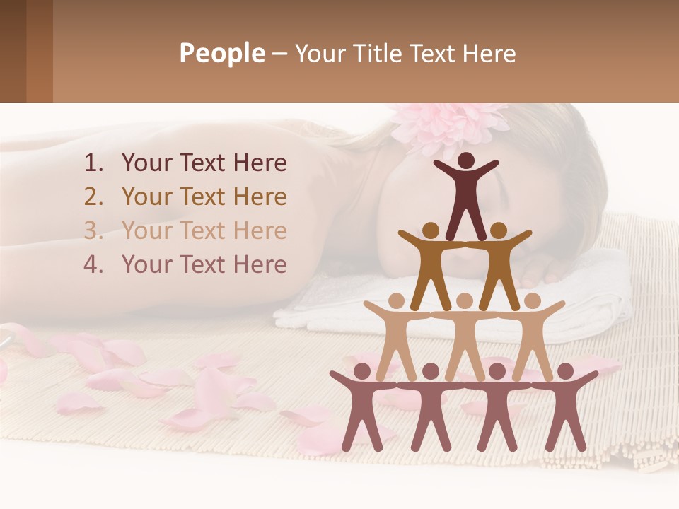 A Woman Laying On Top Of A Towel Next To Pink Petals PowerPoint Template
