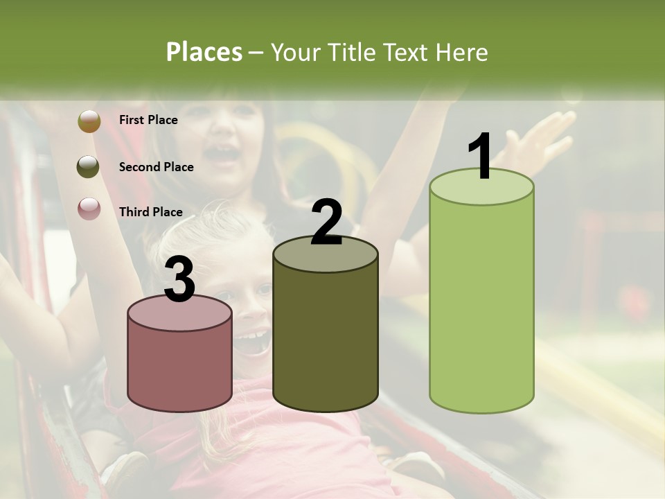 A Group Of Children Riding On Top Of A Slide PowerPoint Template