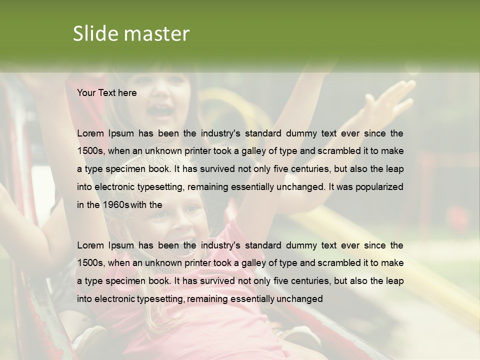A Group Of Children Riding On Top Of A Slide PowerPoint Template