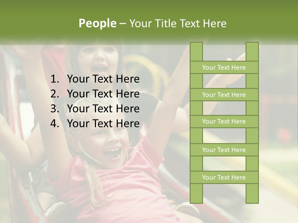 A Group Of Children Riding On Top Of A Slide PowerPoint Template