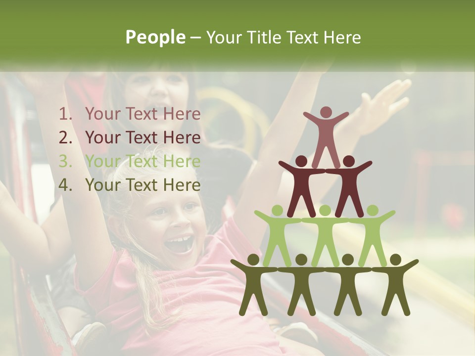 A Group Of Children Riding On Top Of A Slide PowerPoint Template