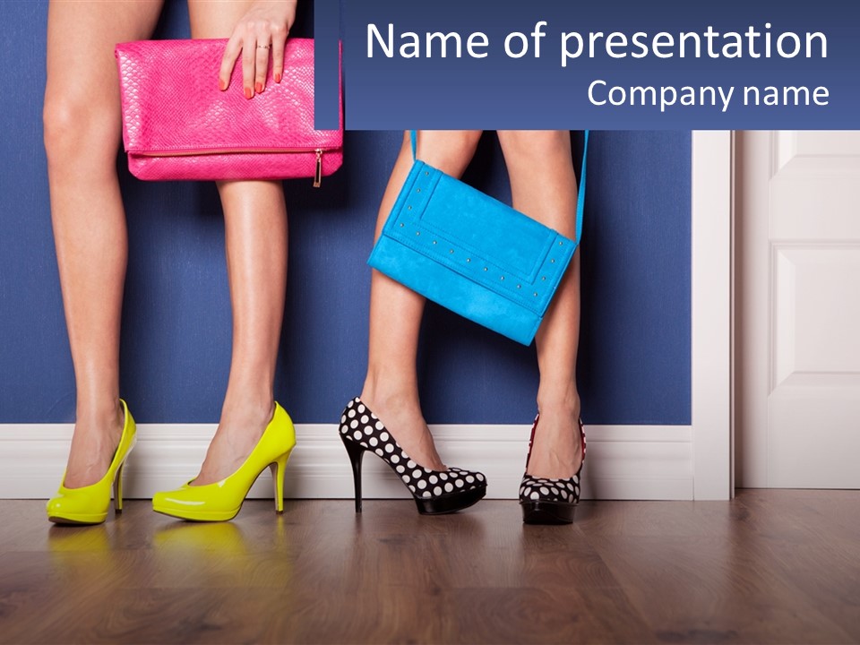 A Pair Of Women's Legs With High Heels And A Purse PowerPoint Template