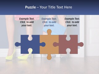 A Pair Of Women's Legs With High Heels And A Purse PowerPoint Template