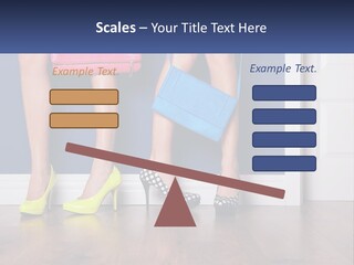 A Pair Of Women's Legs With High Heels And A Purse PowerPoint Template