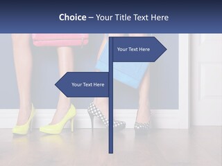 A Pair Of Women's Legs With High Heels And A Purse PowerPoint Template
