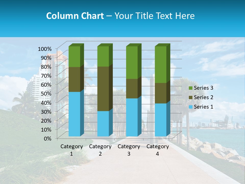 A Walkway With Palm Trees And A Body Of Water In The Background PowerPoint Template