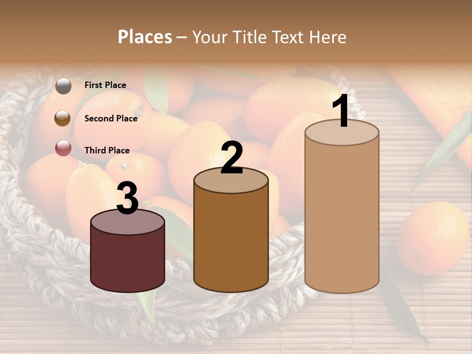 A Basket Filled With Oranges On Top Of A Bamboo Mat PowerPoint Template