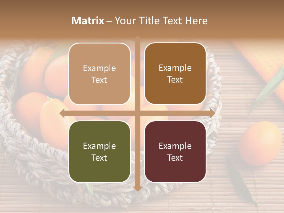 A Basket Filled With Oranges On Top Of A Bamboo Mat PowerPoint Template